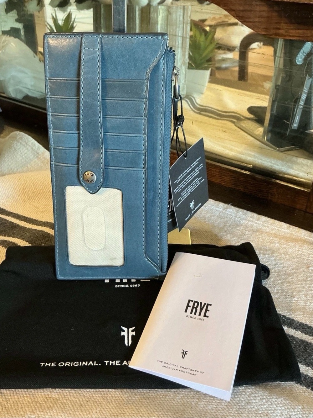 NWT Frye Melissa Leather Snap Card Wallet Steel Blue Retail $98 - Picture 15 of 16